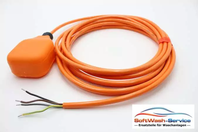 Schwimmerschalter Wechsler Typ 6,2 W mit 5m Ölflex 550 P 4G0,75 (orange) PUR-Leitung Schaltergehäuse orange, Schaltleistung 250VAC, 6(6)A