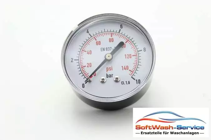Manometer 0-10 Bar 1/4"AG 63mm Durchmesser Anschluss hinten
