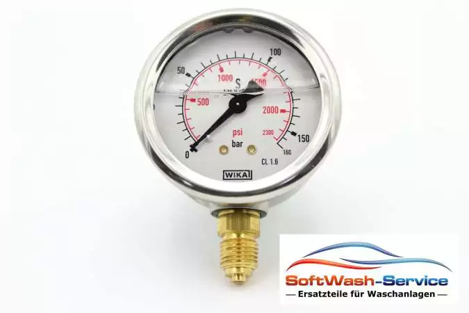 Manometer mit Glyzerinfüllung 0-160 Bar AG 1/4" Anschluss unten WIKA