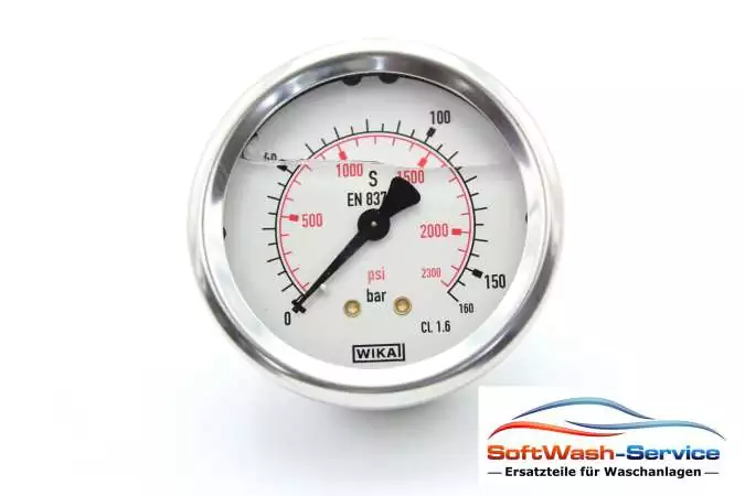 Manometer mit Glyzerinfüllung 0-160 Bar AG 1/4" Anschluss hinten WIKA