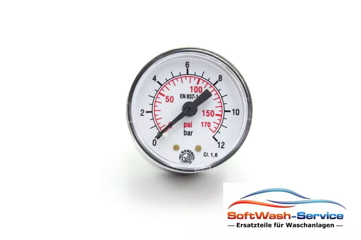 Manometer 0-12bar 40mm 1/8" hinten PVC