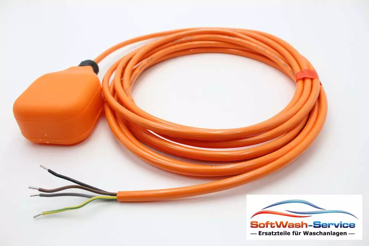Schwimmerschalter Wechsler Typ 6,2 W mit 5m Ölflex 550 P 4G0,75 (orange) PUR-Leitung Schaltergehäuse orange, Schaltleistung 250VAC, 6(6)A