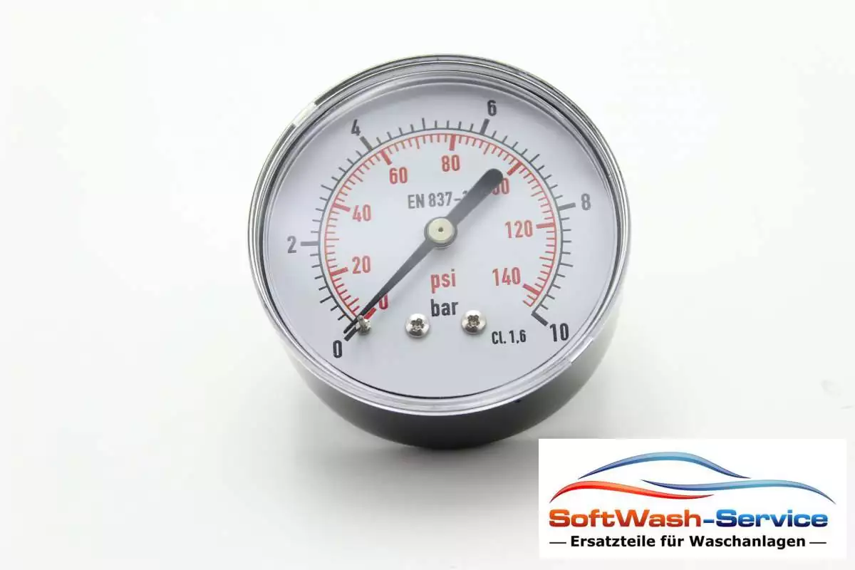 Manometer 0-10 Bar 1/4"AG 63mm Durchmesser Anschluss hinten