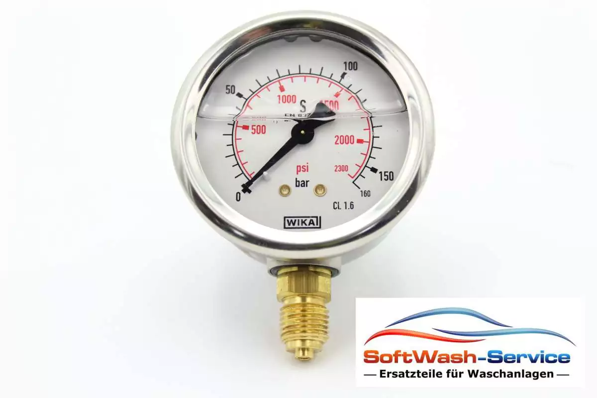 Manometer mit Glyzerinfüllung 0-160 Bar AG 1/4" Anschluss unten WIKA