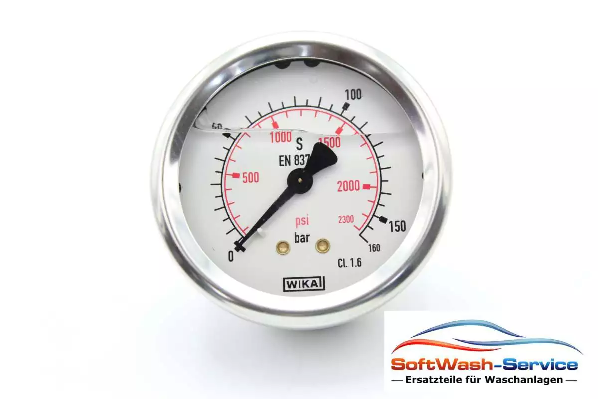 Manometer mit Glyzerinfüllung 0-160 Bar AG 1/4" Anschluss hinten WIKA