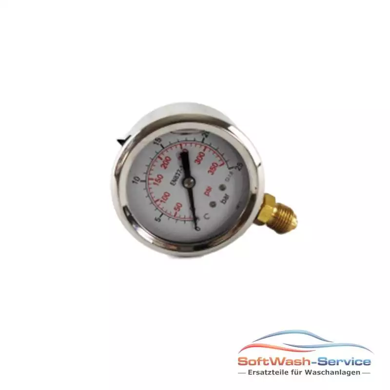 Manometer mit Glyzerinfüllung 0-25 Bar AG 1/4" Anschluss unten